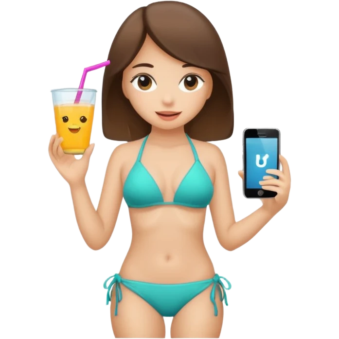 a girl wearing a bikini and showing her Uber things emoji
