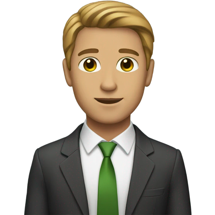 man with tan skin light brown hair green eyes in a suit emoji