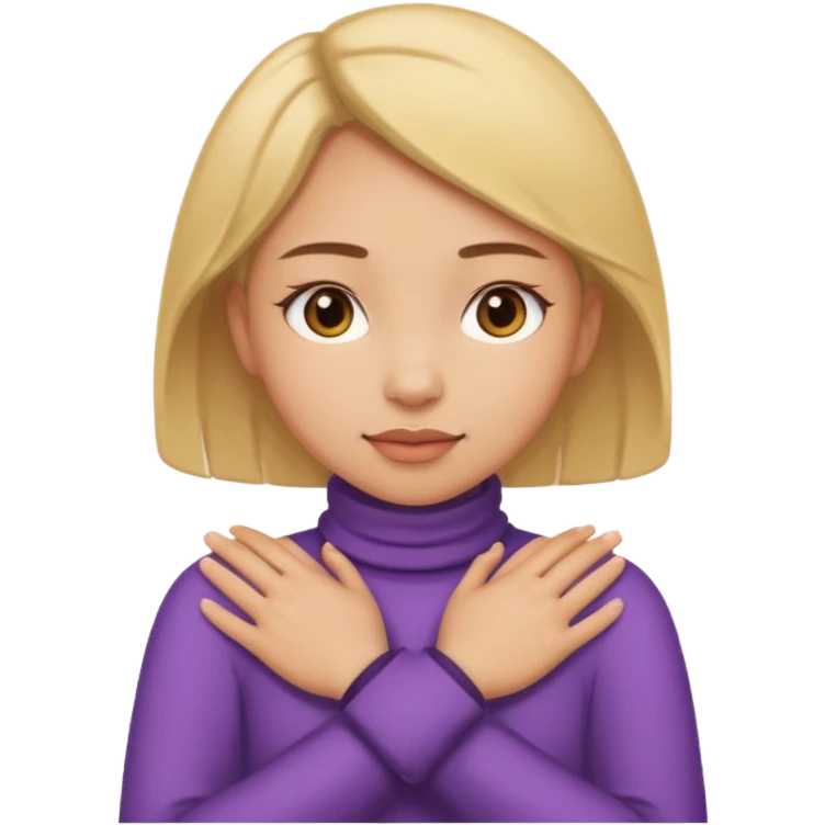 girl standing with arms and hands around neck emoji
