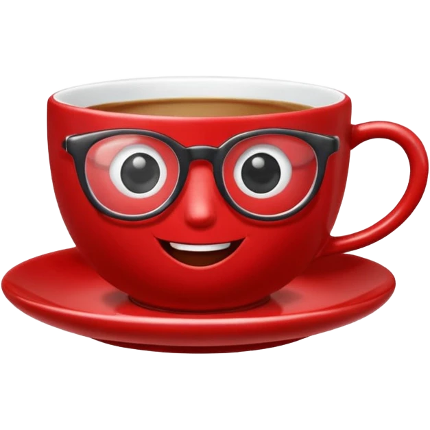 talking teacup red with glassess emoji