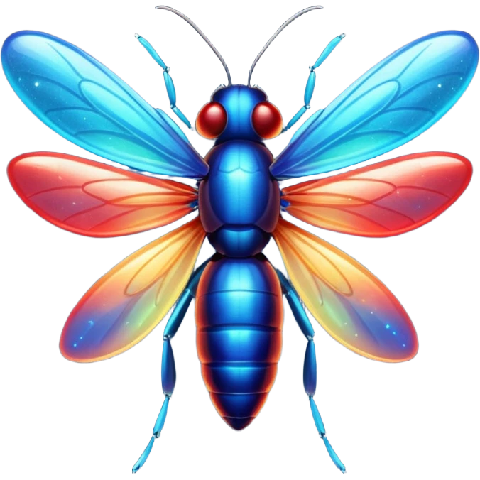 glitter red and blue firefly emoji