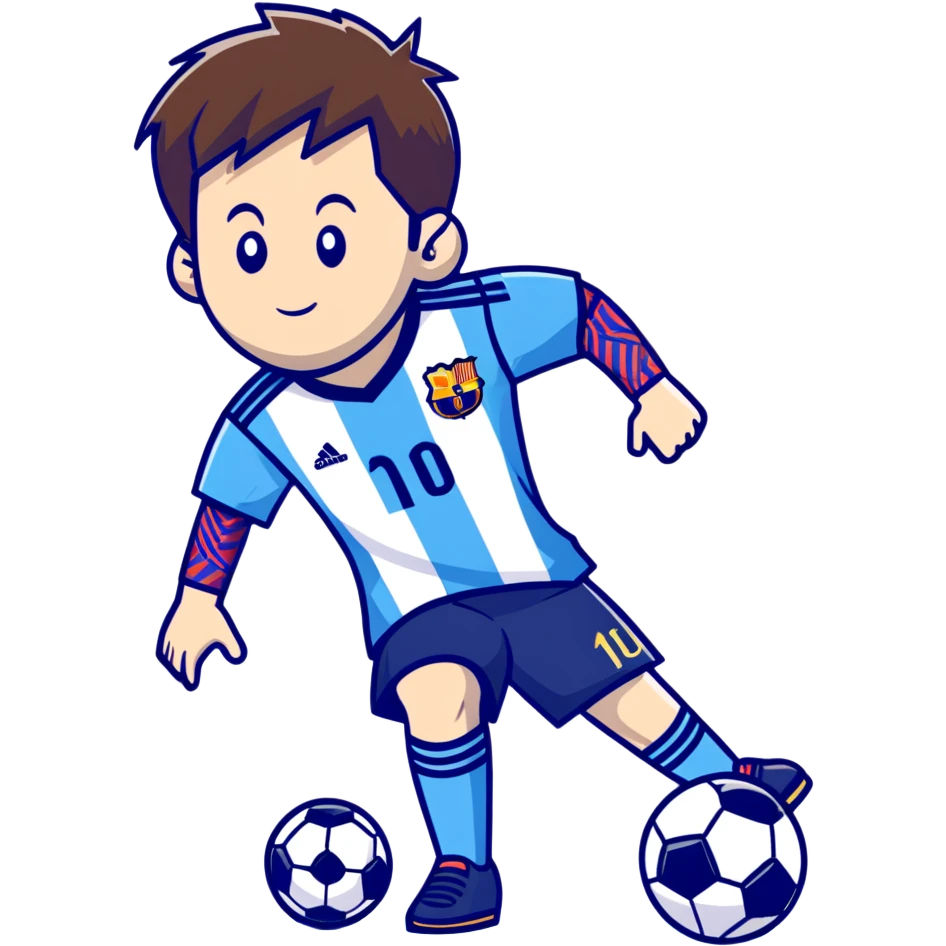lionel messi dribbling a soccer ball wearing a blue and white jersey emoji