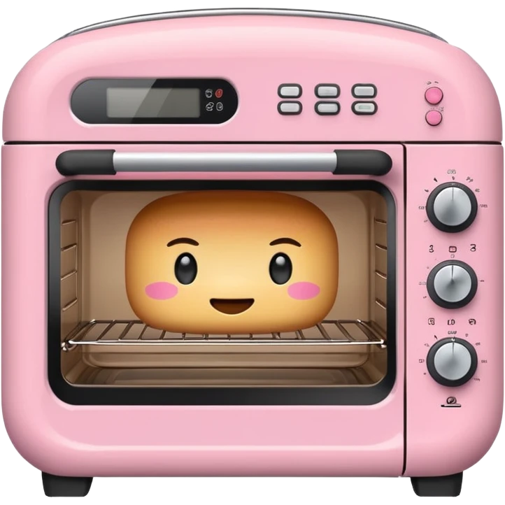 Cute emoji-style Ninja Combi countertop oven, pastel pink appliance, rounded edges, soft highlights, simple shadows, modern kitchen gadget aesthetic, realistic, centered, white background emoji