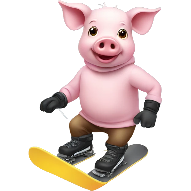 Pig with a snowboard emoji