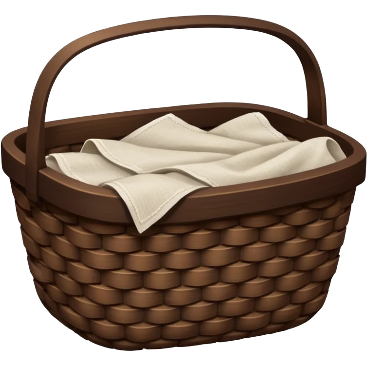 A dark Brown basket with fresh washed linen emoji