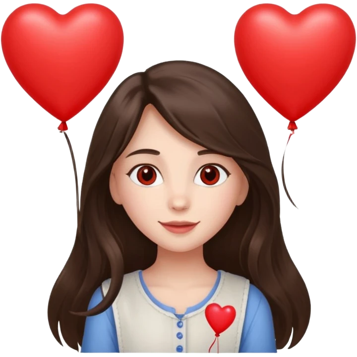 white happy long haired brunette girl hazel eyes valentines emoji