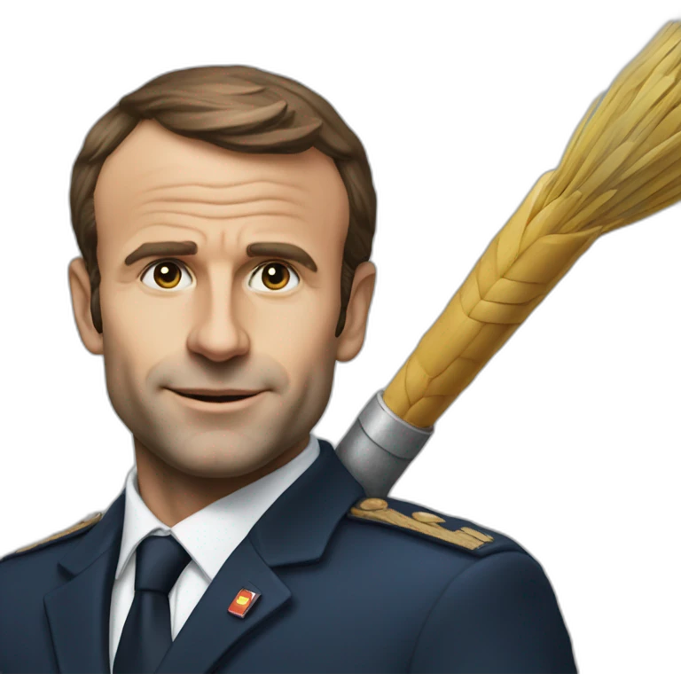 Macron avec une lance emoji