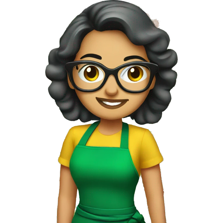 mexican lady green apron  with glasses cooking tacos emoji