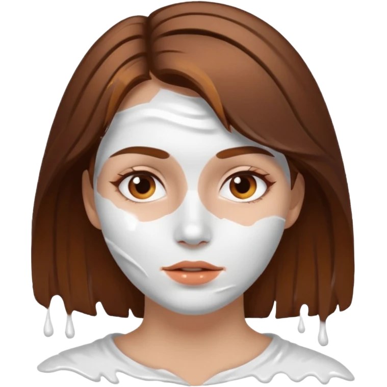 Brown hair woman, splashed white on face emoji