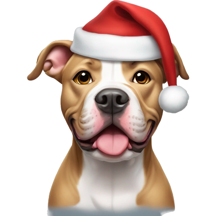 Pit bull wearing Santa hat emoji