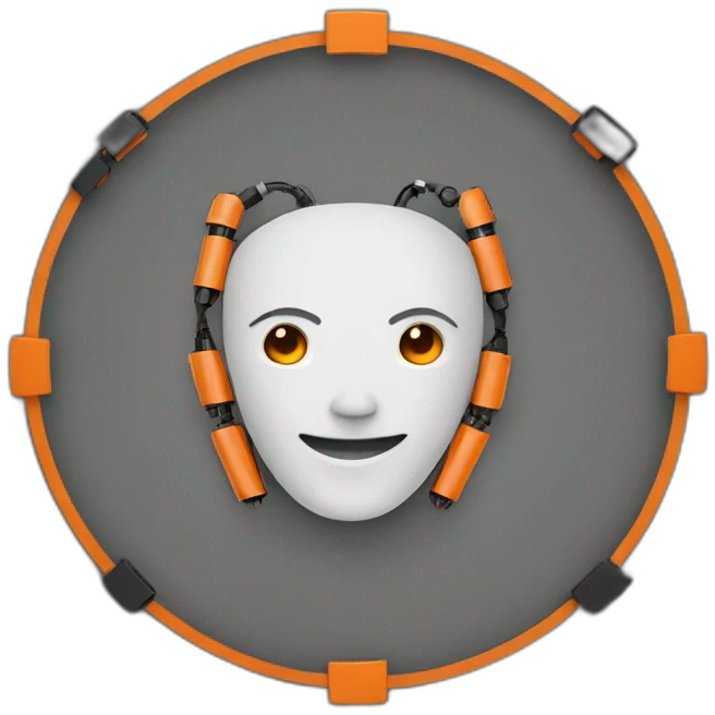 a logo for robotics team named winnovation with primary colors black and orange emoji
