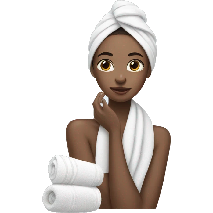 girl doing her skincare with a wrapped towel emoji