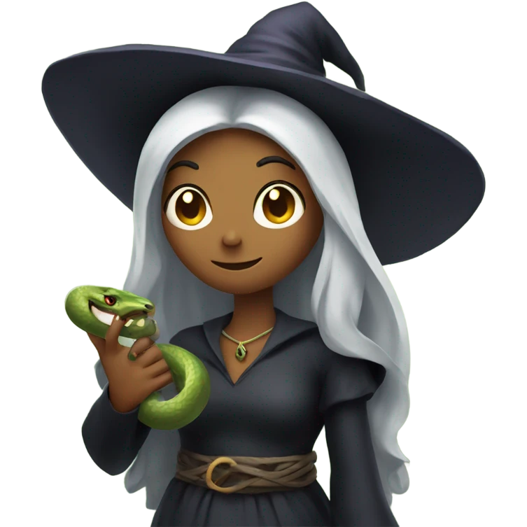 a witch holding a snake  emoji