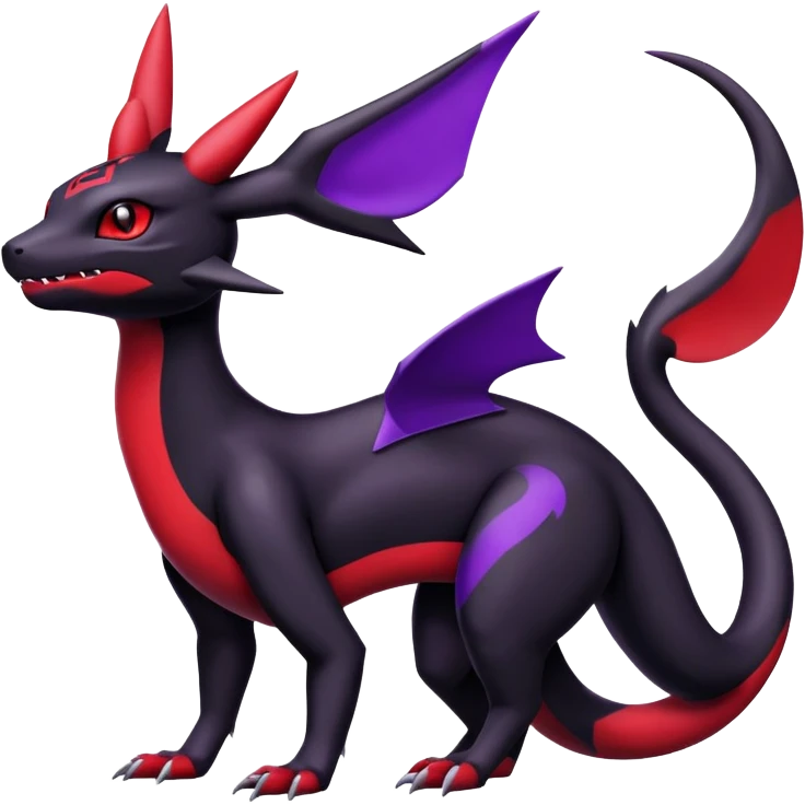 Guilmon-Salandit-Umbreon-Fakémon-hybrid-creature (full body)  emoji