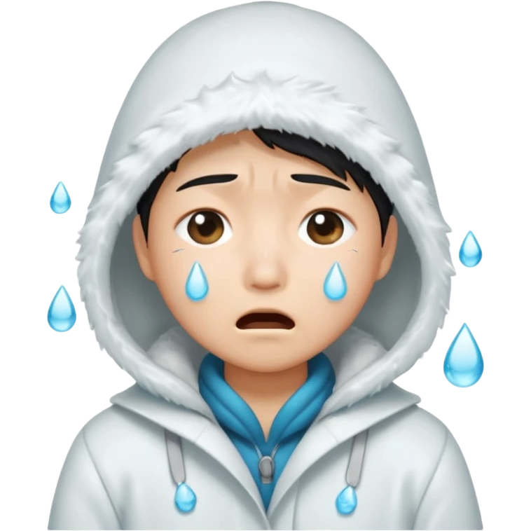 asian, eskimo glass, white coat, crying emoji