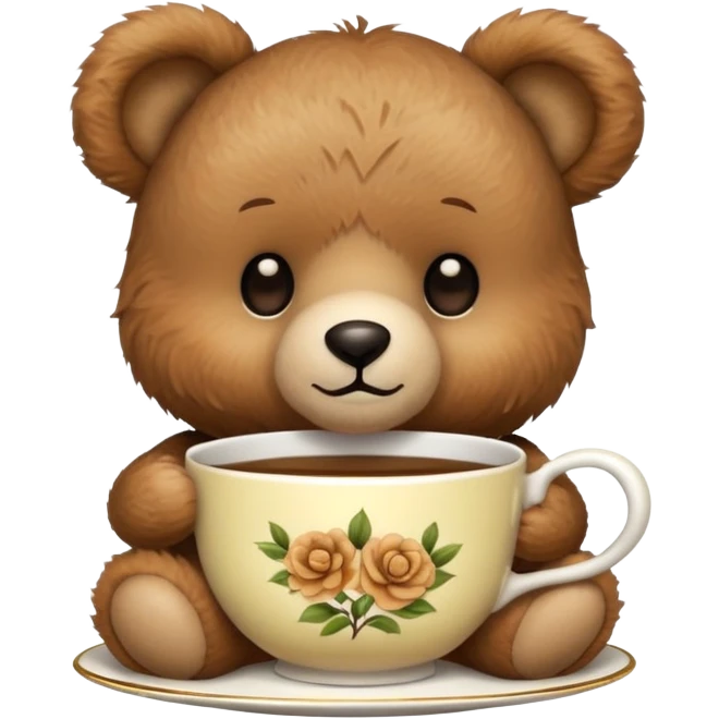 Teddy bear drinking tea emoji