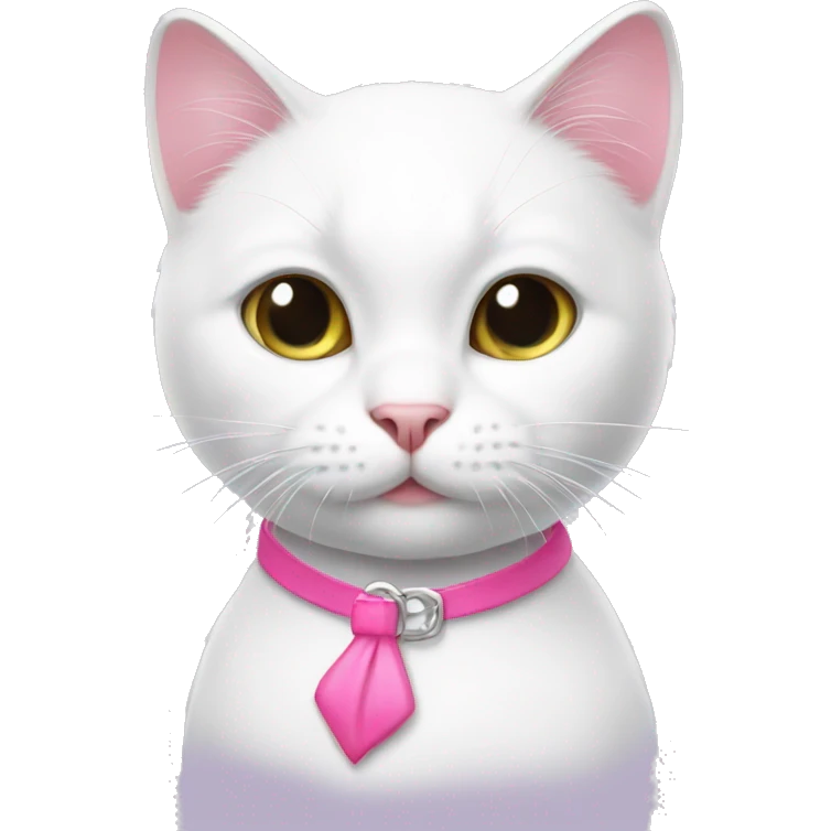 White cat with pink accesorie  emoji