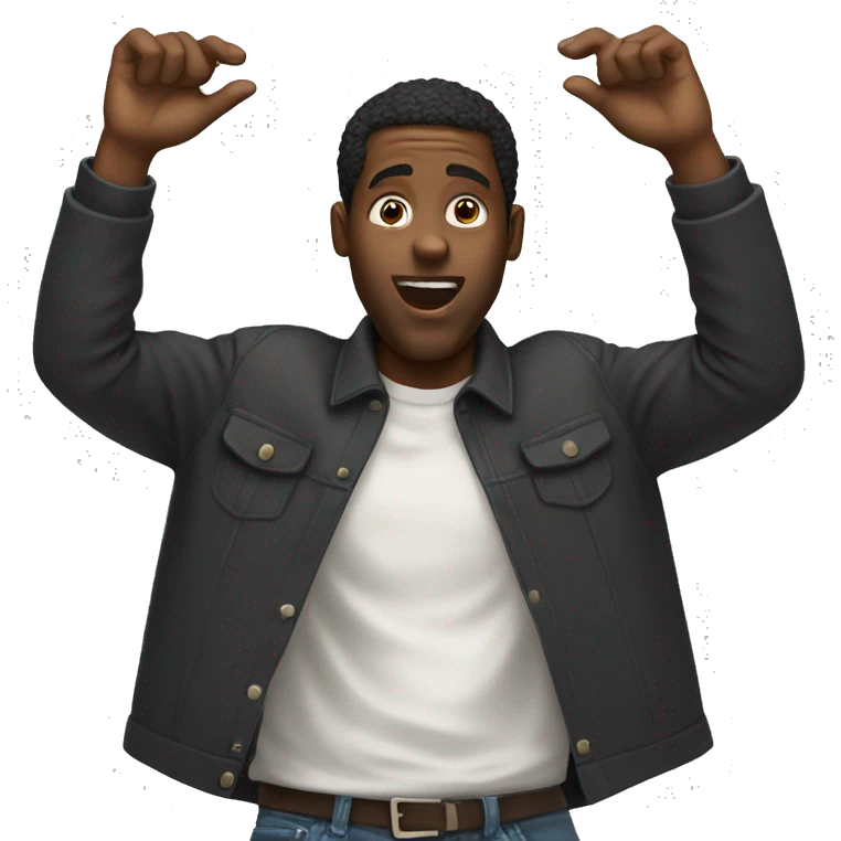 Black man throwing up a 1 emoji