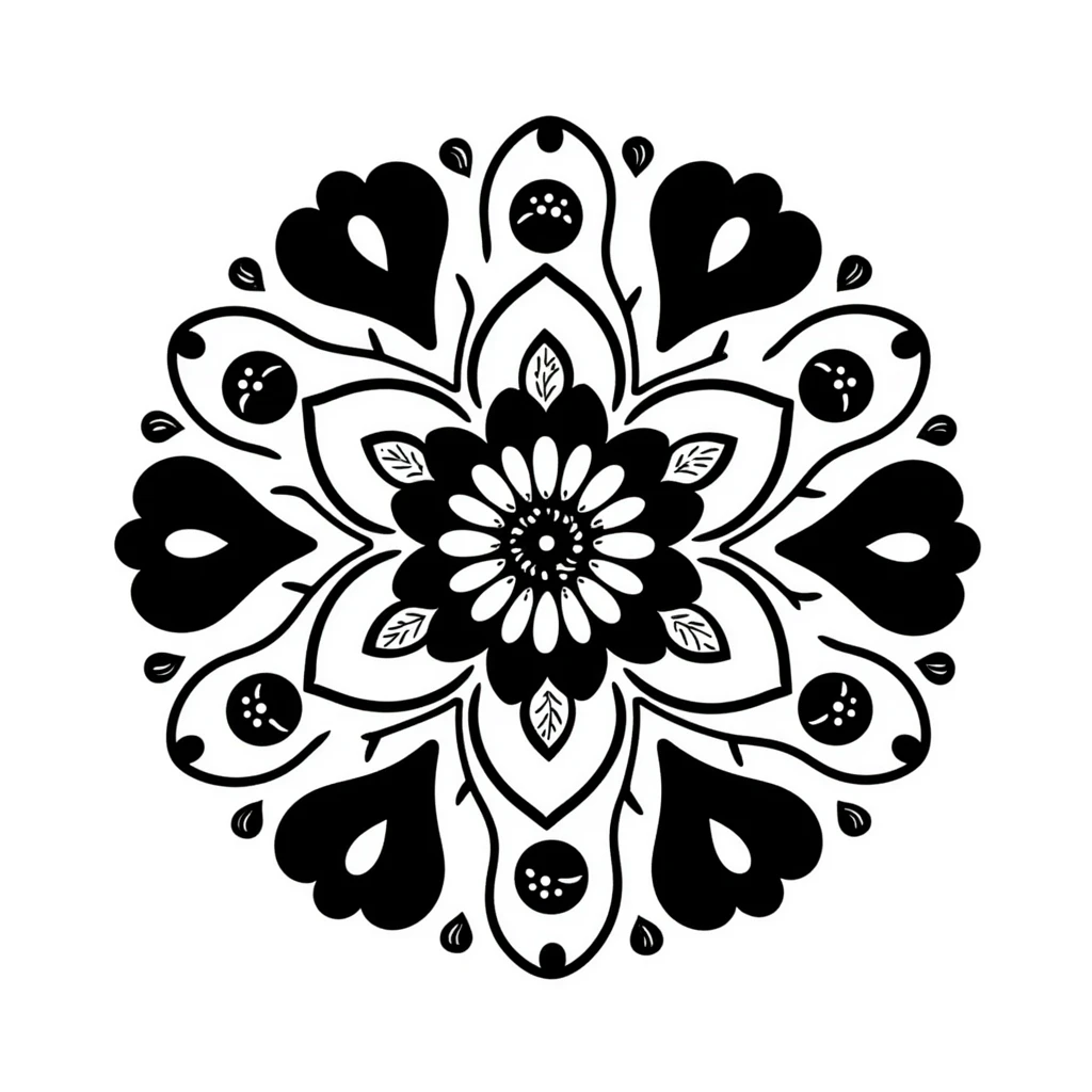 mandala with floral and bead detailing emoji