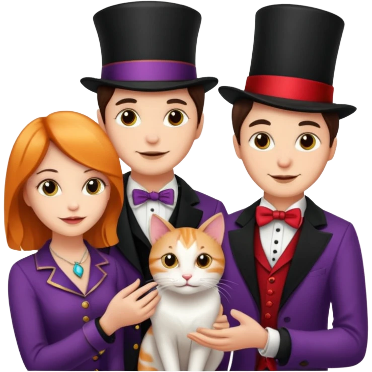 magician couple and their pet cat emoji