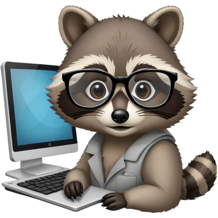 raccoon data scientist with a computer emoji