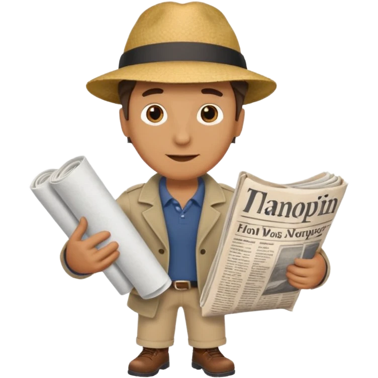 man holding rolled newspaper while walking emoji