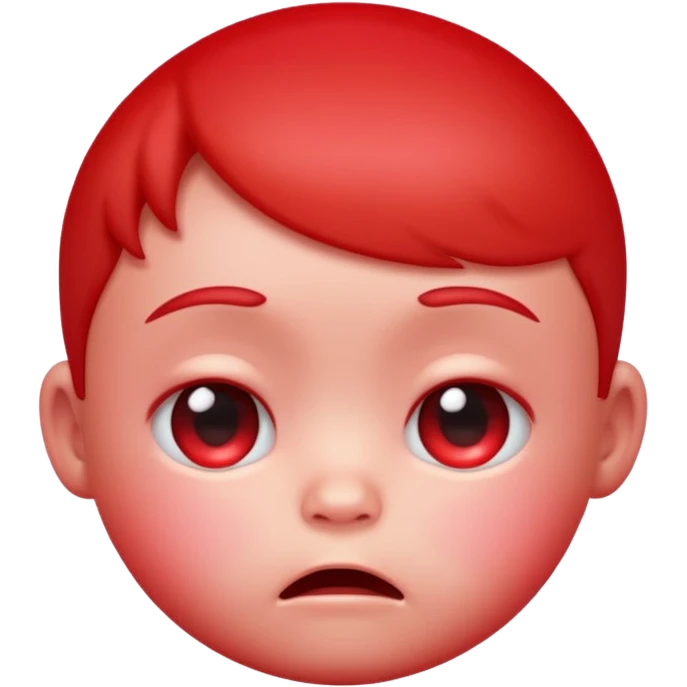 a baby red upset face emoji with a glowing pastel red gradient behind it  emoji
