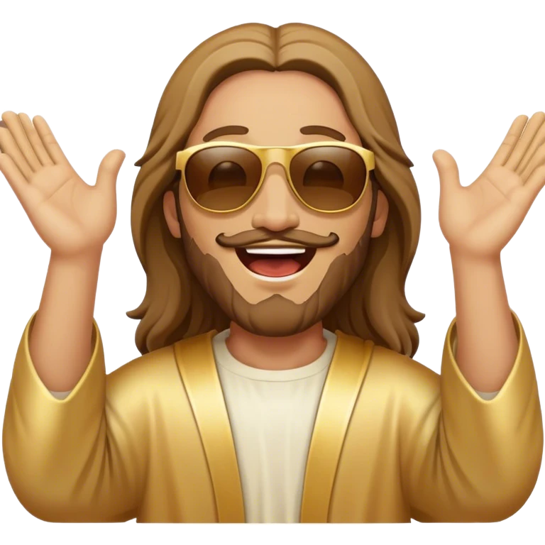 dancing figure of rejoicing Jesus with  sunglases golden  emoji