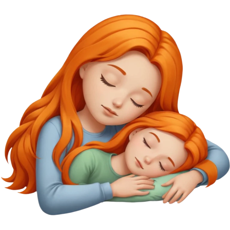 Orange long hair girl sleeping emoji