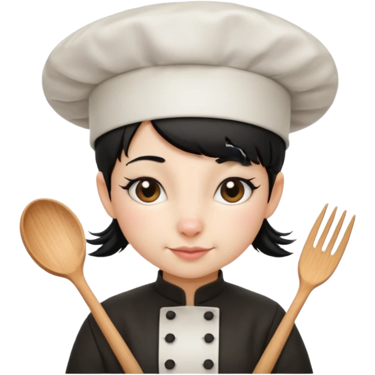 A girl rat with a fringe and chefs hat black hair emoji
