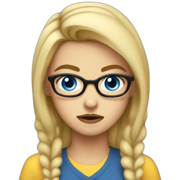 girl nerd angry blue eyes blond emoji