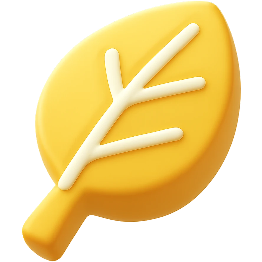 Make the sage leaf more volumetric and cartoonish in a 3D iOS cartoon style. Add expressive shadows, light accents, and bright colors. Transparent background. emoji
