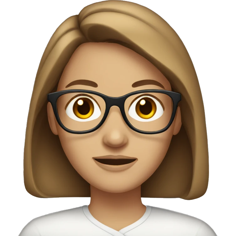 white woman with brown hair and glasses emoji