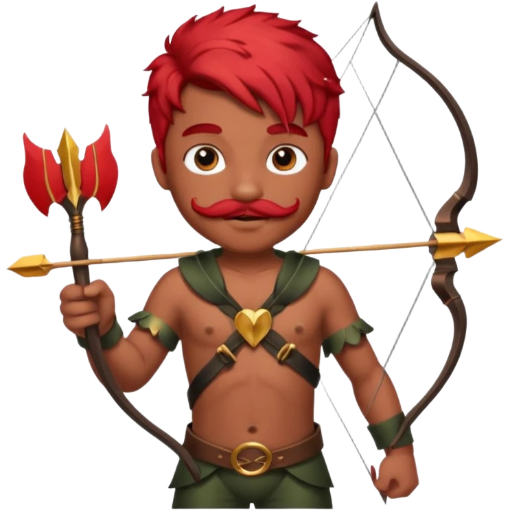 Black cupid with red hair and mustache emoji