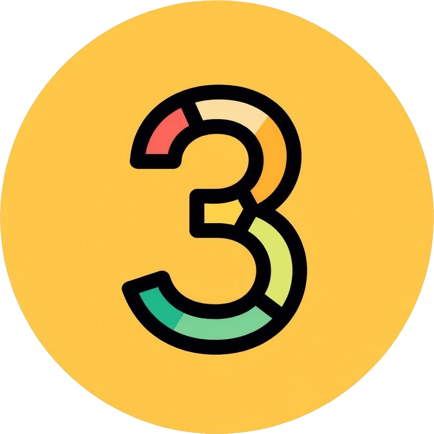 Number 3 on a yellow volumetric background emoji