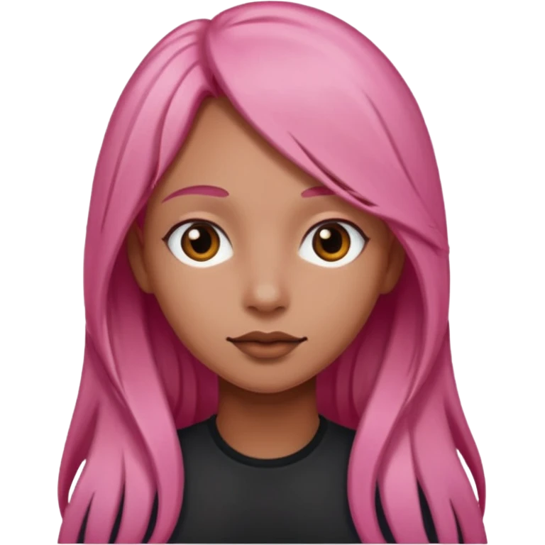 visage Cheveux rose lisse long peau marron emoji