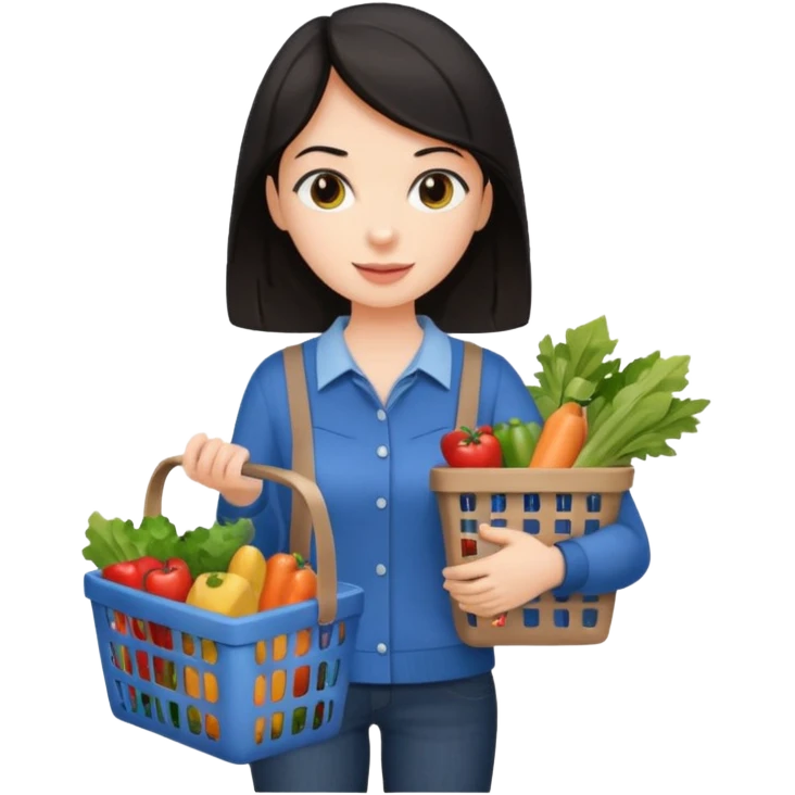 dark haired lady grocery shopping emoji