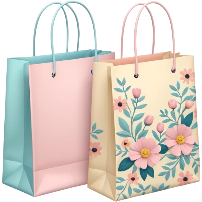 2 aesthetic shopping bag with pattern emoji