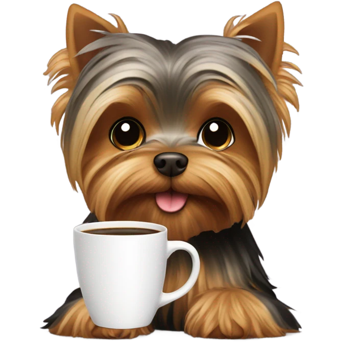 Yorkie with cup of coffee  emoji