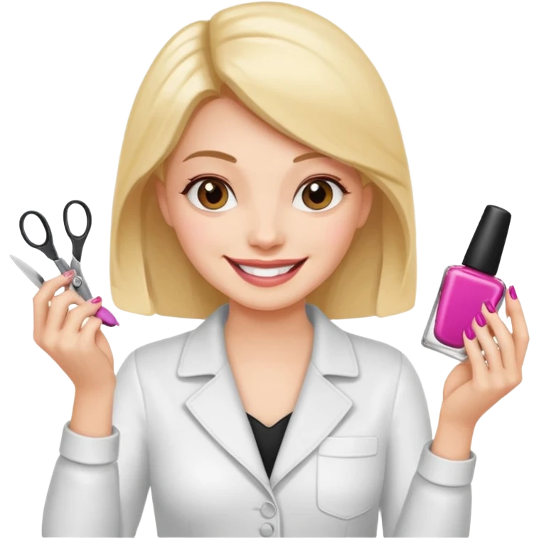 МАСТЕР МАНИКЮРА В ОДНОЙ РУКЕ ЛАК В ДРУГОЙ РУКЕ НОЖНИЦЫ emoji