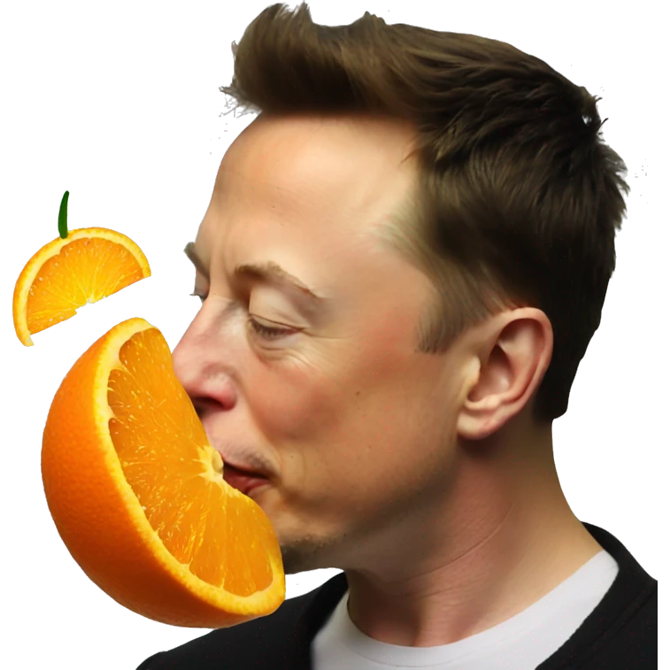 elon musk kissing an orange emoji
