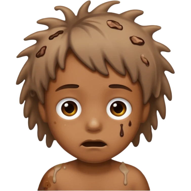 Un enfant avec du caca sur les cheveux emoji