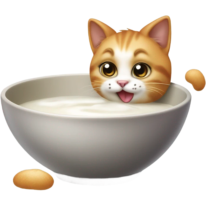 realistic cat drinking milk emoji