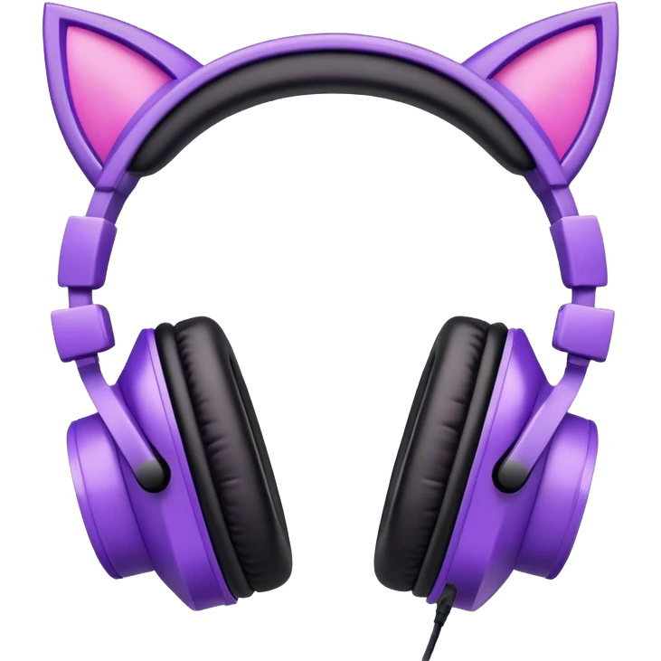 purple gaming headphones with cat ears emoji
