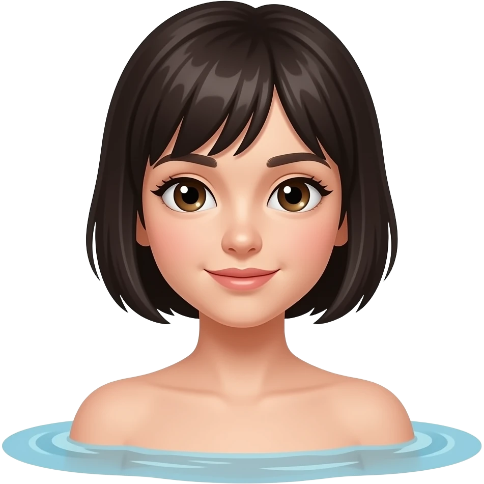 chica bañandose, de cabello oscuro y corto emoji