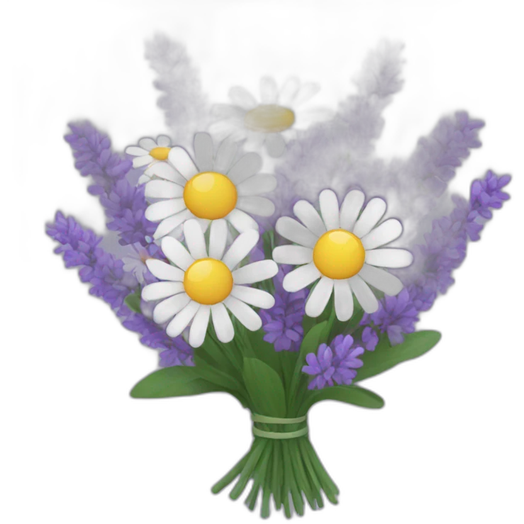 Lavender and daisy bouquet emoji