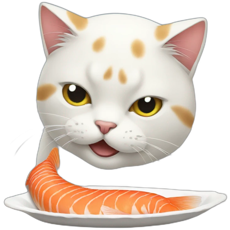Cat eating fish emoji