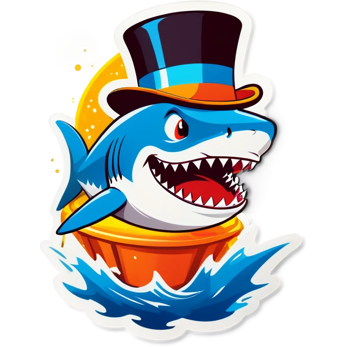 Shark with a top hat emoji