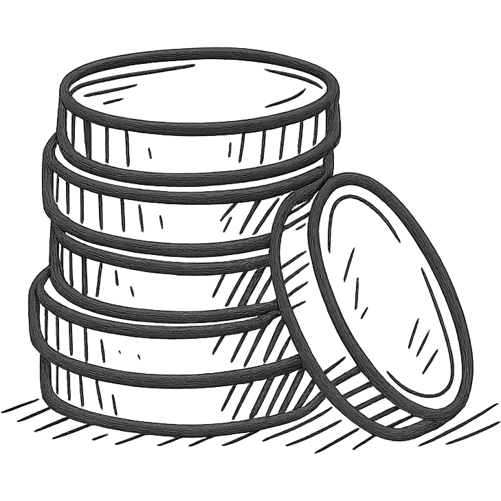 stack of silver coins, minimalistic, clean lines emoji