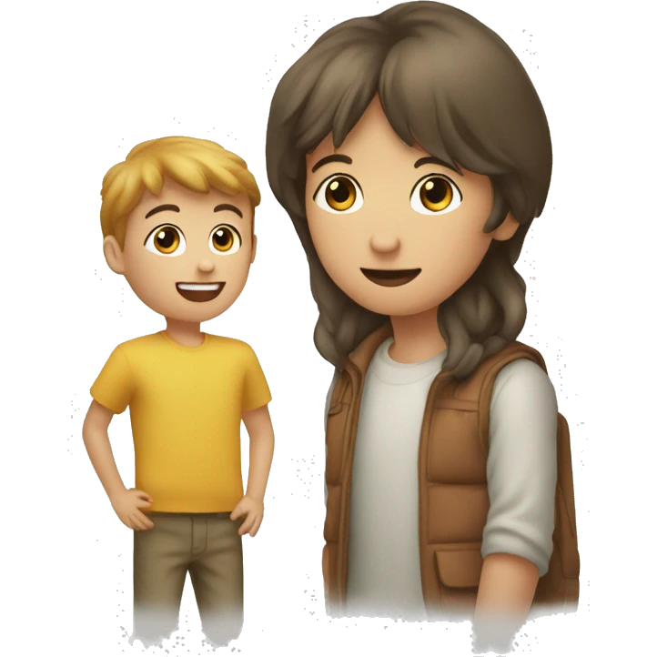 un enfant discute avec une vielle personne emoji